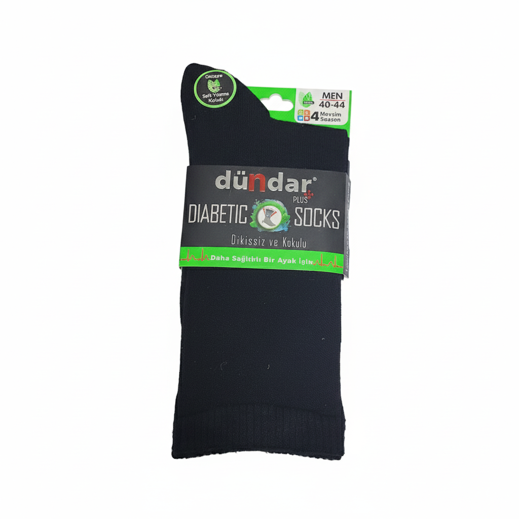 Dündar Bambu Diyabetik (Şeker) Çorap/40-44 3 adet Siyah